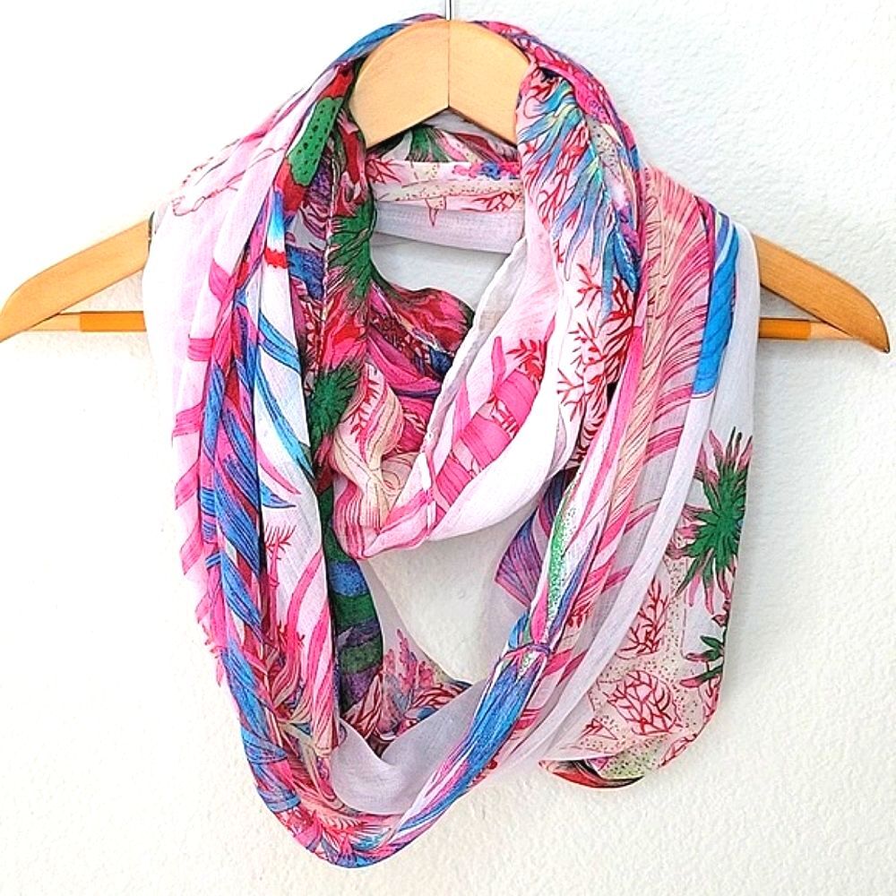 Multicolored Fish Coral Infinity Scarf OS Colorful Bright Ocean Seascape
